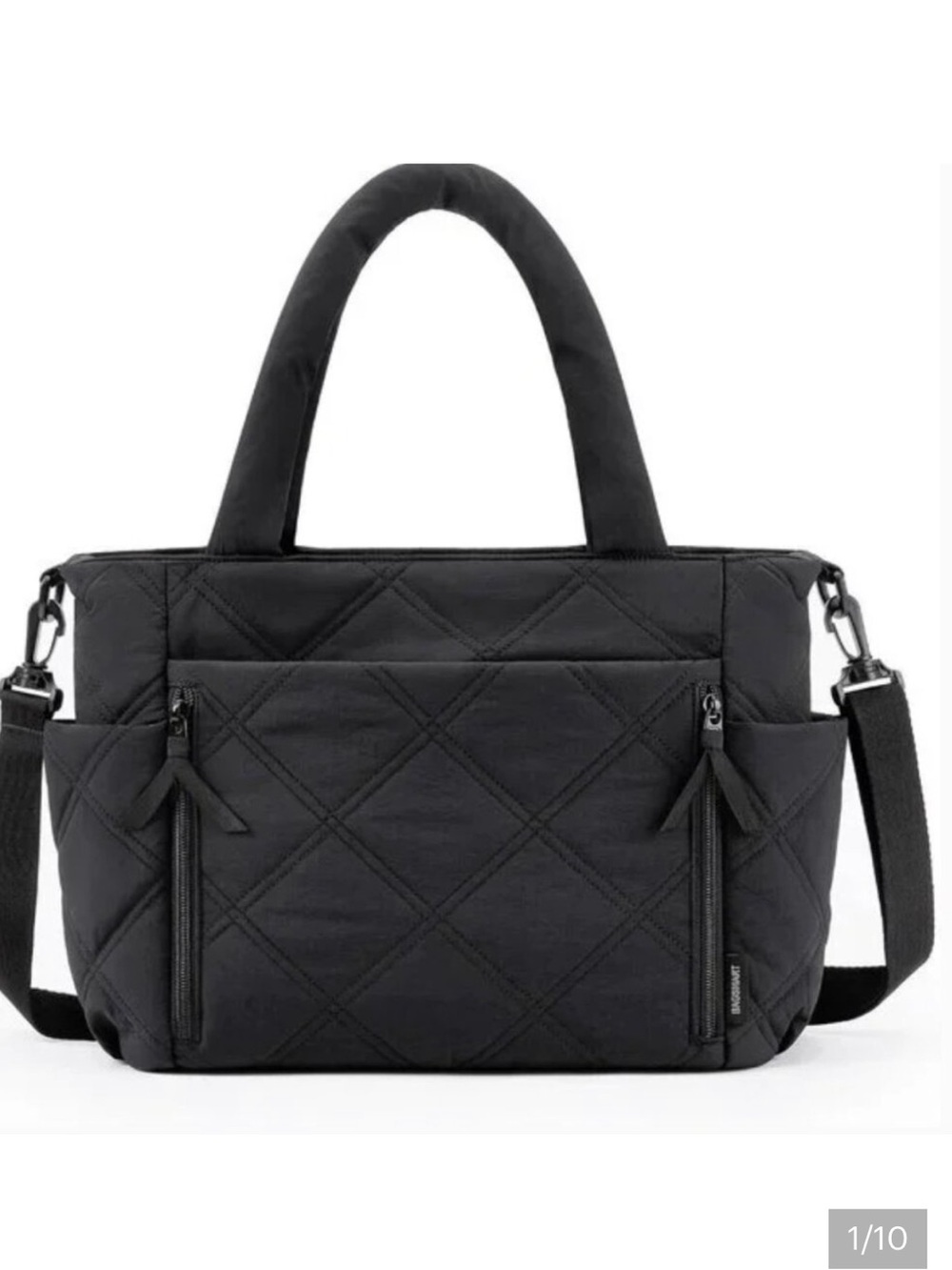 Like New BAGSMART Black Quilted Criss Cross Puffer Tote Shoulder Bag